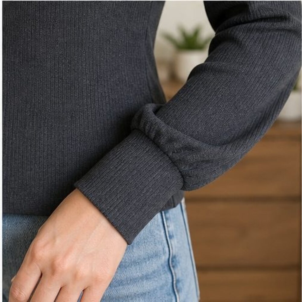 Charcoal Ruffle Blouse - Picture 5 of 6